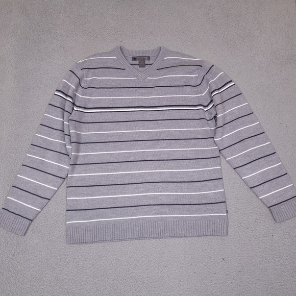 Xtreme Gear Surplus Ltd. Other - Xtreme Gear Surplus Ltd Sweater Mens Large Gray Striped V-Neck Acrylic Knit